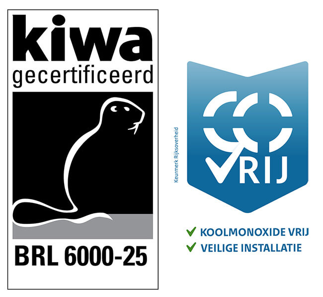 Kiwa BRL 6000-25 certificaat en koolmonoxide vrije cv-ketel installaties