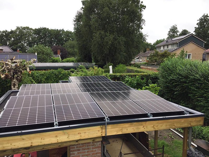 Zonnepanelen op een plat dak
